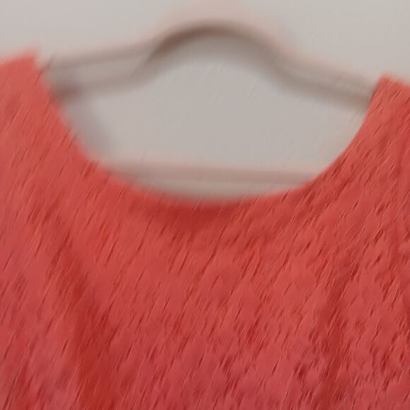 Charming Charlie Mini Lace Dress Small 3/4 Sleeve Full Zip Orange - Picture 6 of 11